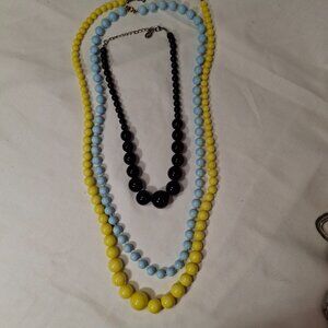 Lot of Three Retro Beaded Necklaces Different Lengths and Colors